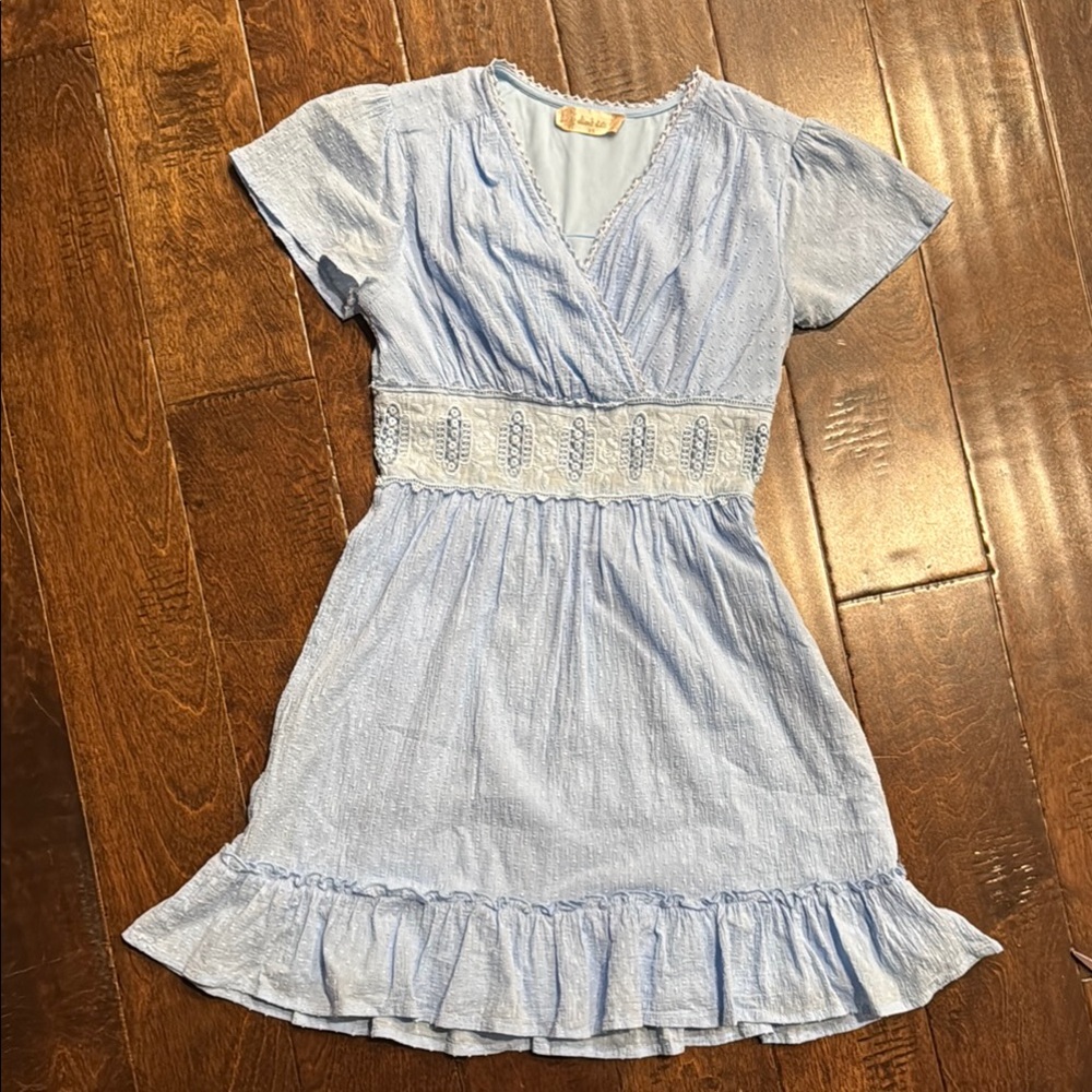 Altar'd State Light Blue Ruffled Dress Women’s XS